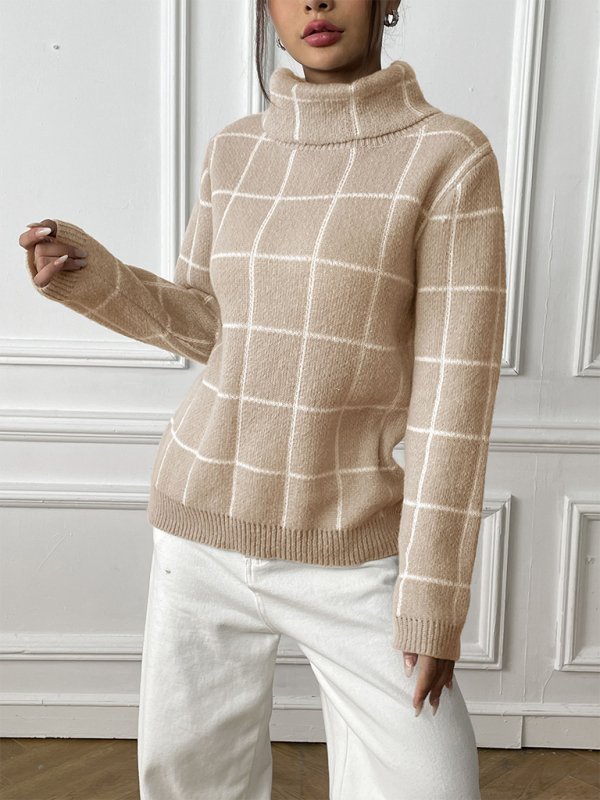 Cosy Plaid Turtleneck Jumper - Choice Selections