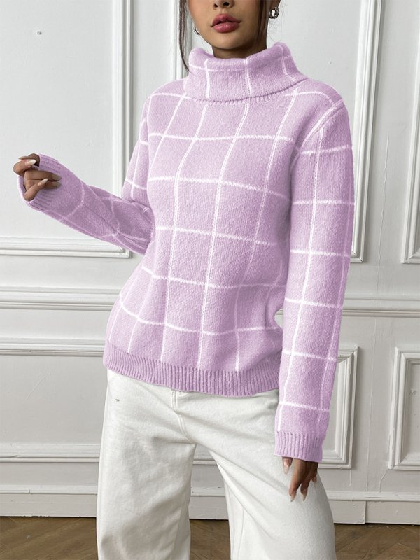 Cosy Plaid Turtleneck Jumper - Choice Selections