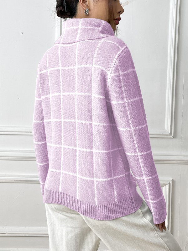 Cosy Plaid Turtleneck Jumper - Choice Selections