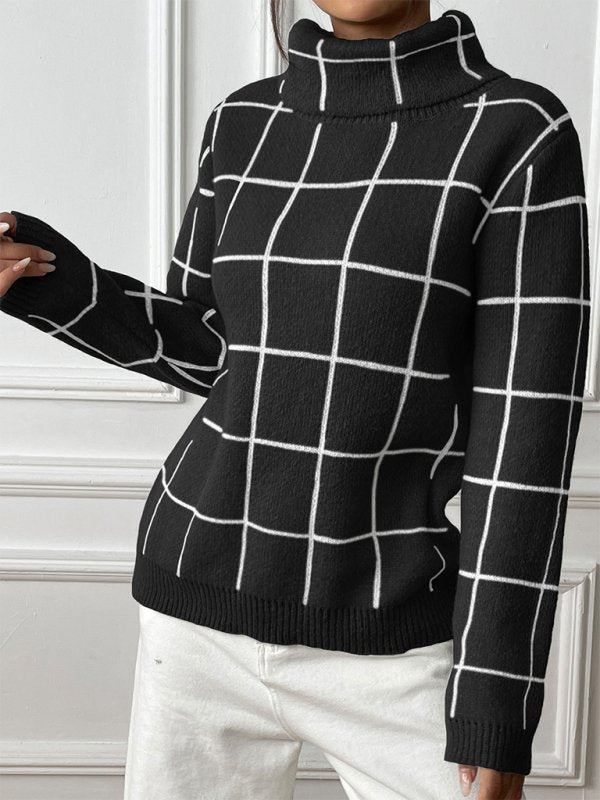 Cosy Plaid Turtleneck Jumper - Choice Selections
