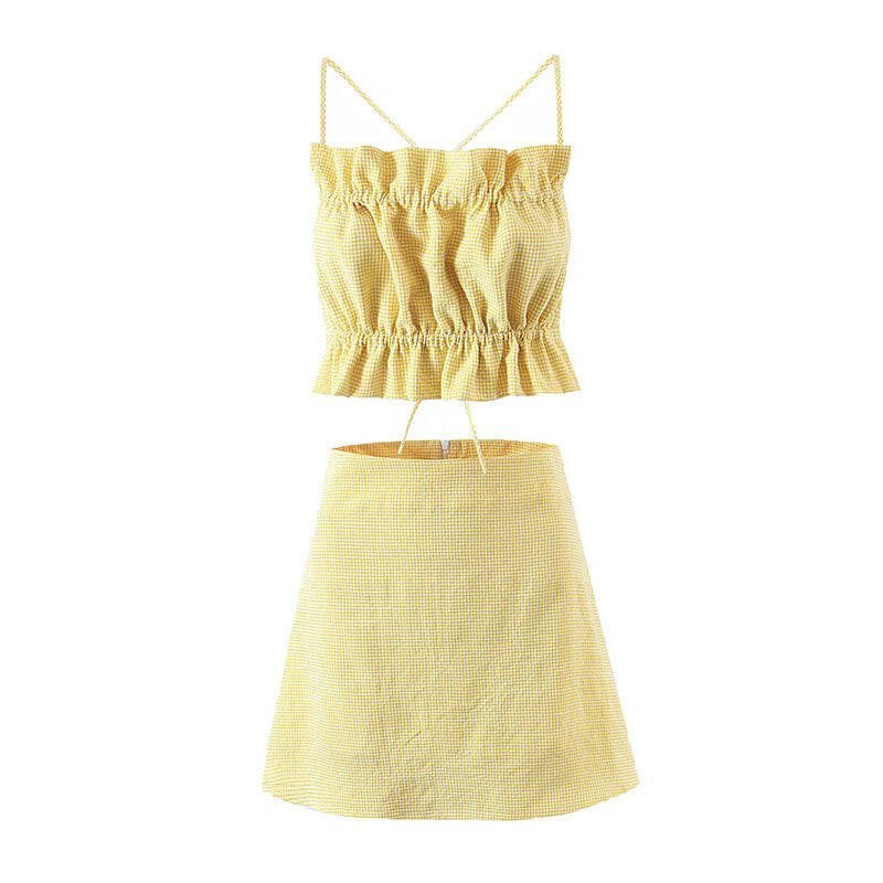 Cropped Navel Top and Skirt Set - Choice Selections