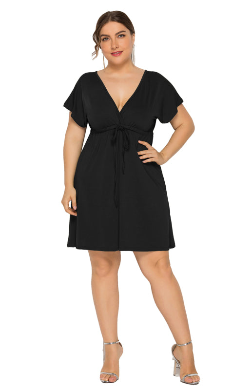 Plus Size Effortlessly Chic Tie-Front Mini Dress