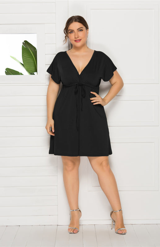 Plus Size Effortlessly Chic Tie-Front Mini Dress