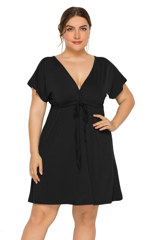 Plus Size Effortlessly Chic Tie-Front Mini Dress