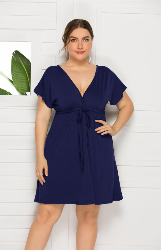 Plus Size Effortlessly Chic Tie-Front Mini Dress