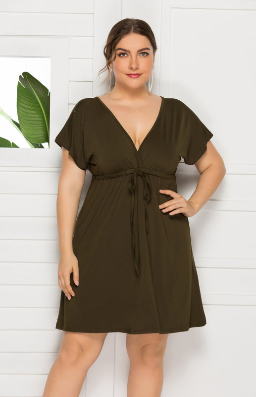 Plus Size Effortlessly Chic Tie-Front Mini Dress