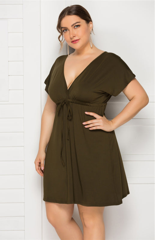 Plus Size Effortlessly Chic Tie-Front Mini Dress