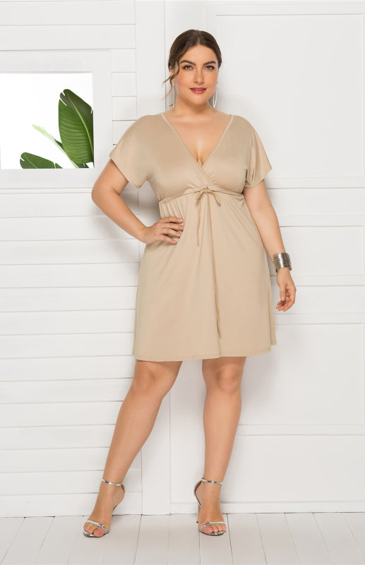 Plus Size Effortlessly Chic Tie-Front Mini Dress