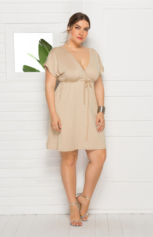 Plus Size Effortlessly Chic Tie-Front Mini Dress