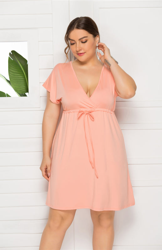 Plus Size Effortlessly Chic Tie-Front Mini Dress