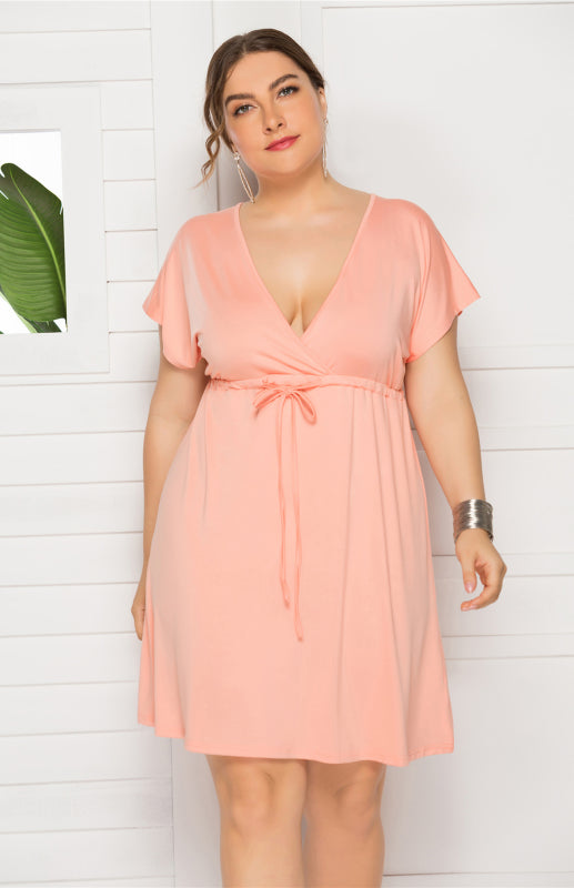 Plus Size Effortlessly Chic Tie-Front Mini Dress