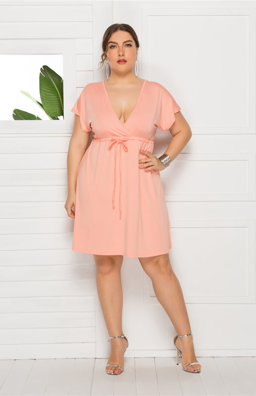 Plus Size Effortlessly Chic Tie-Front Mini Dress