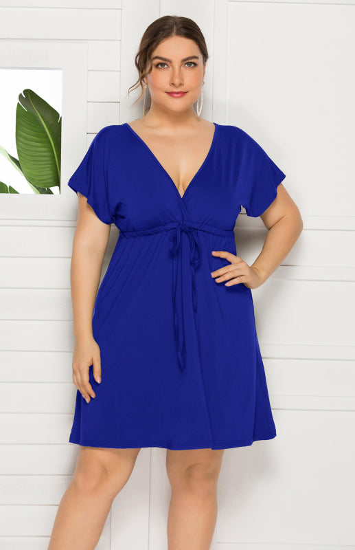 Plus Size Effortlessly Chic Tie-Front Mini Dress