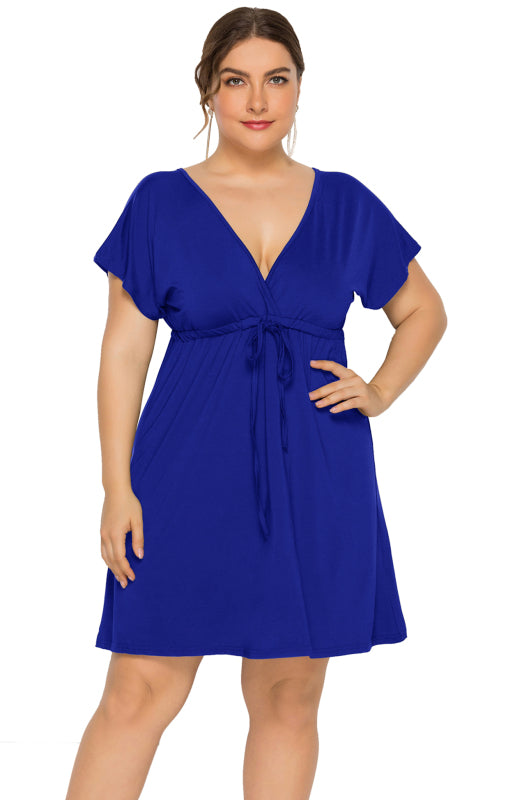Plus Size Effortlessly Chic Tie-Front Mini Dress