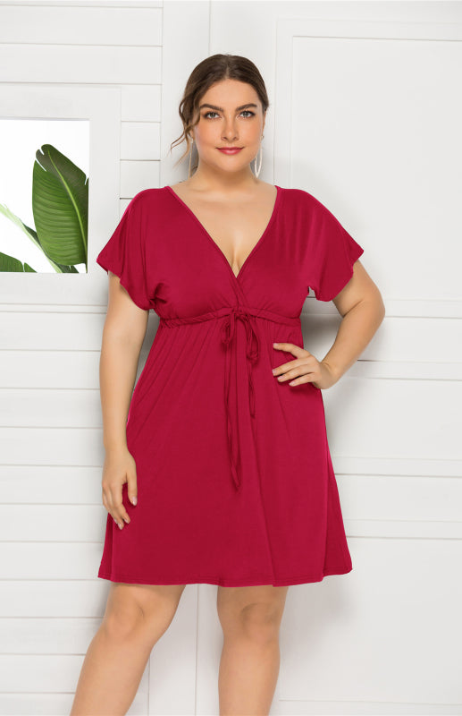 Plus Size Effortlessly Chic Tie-Front Mini Dress