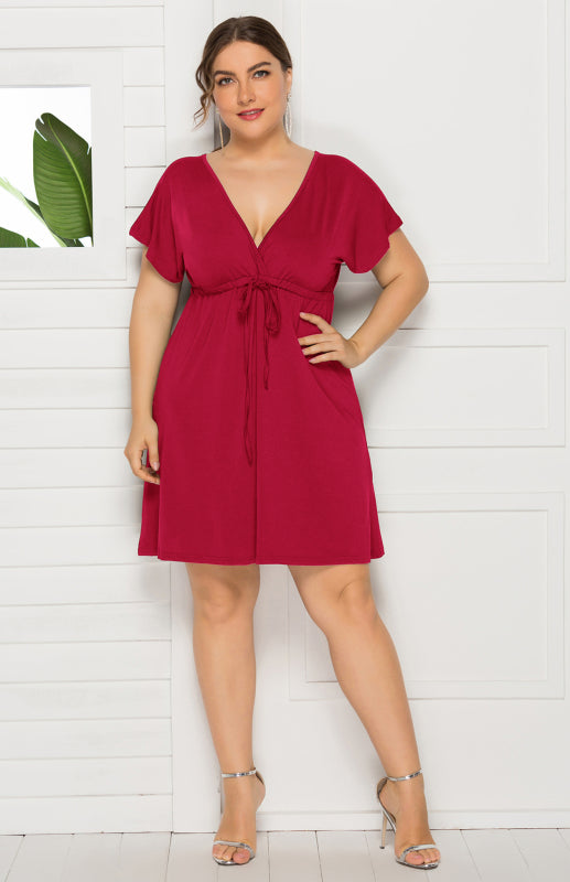 Plus Size Effortlessly Chic Tie-Front Mini Dress