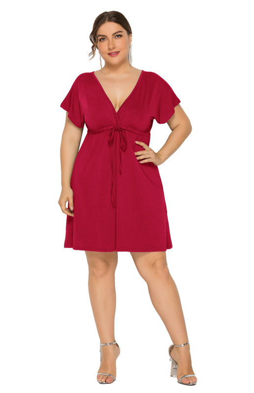 Plus Size Effortlessly Chic Tie-Front Mini Dress