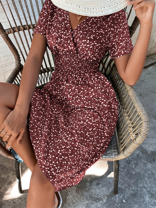 Elegant Floral V-Neck Midi Dress