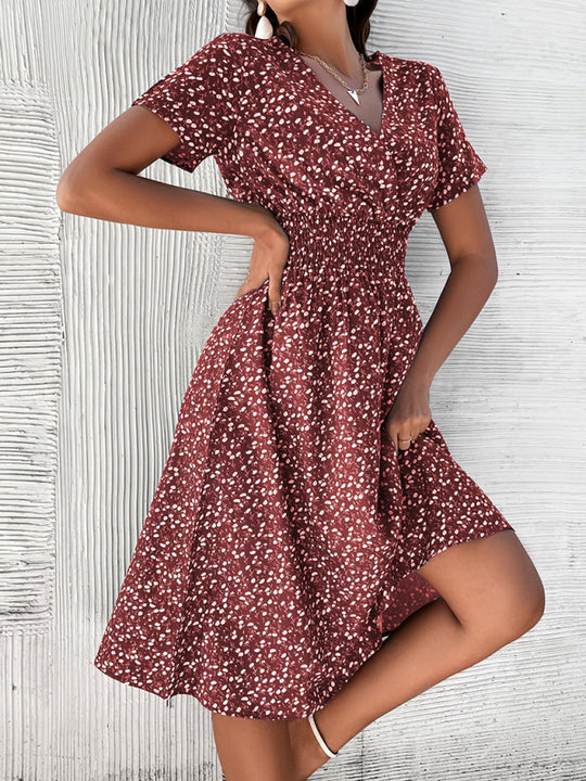 Elegant Floral V-Neck Midi Dress