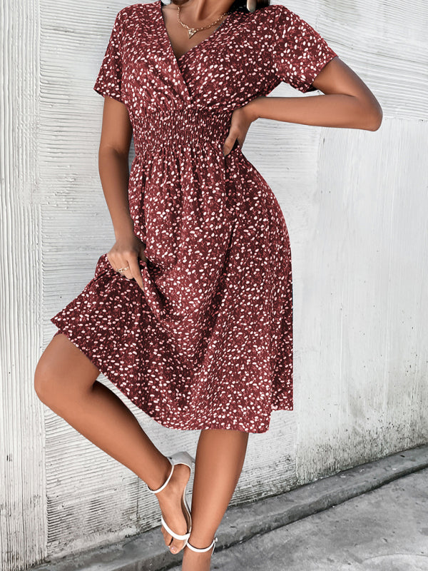 Elegant Floral V-Neck Midi Dress