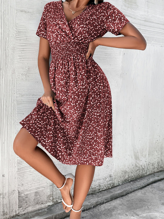 Elegant Floral V-Neck Midi Dress