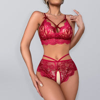 Lacey Crotchless Knickers Two-Piece Set