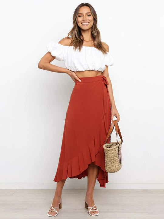 Ruffled Asymmetrical Wrap Skirt - Choice Selections