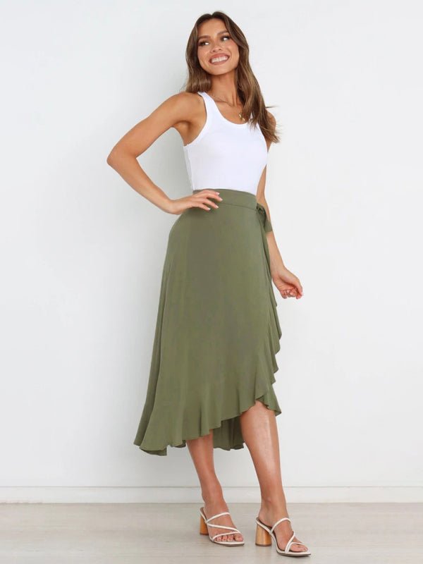 Ruffled Asymmetrical Wrap Skirt - Choice Selections
