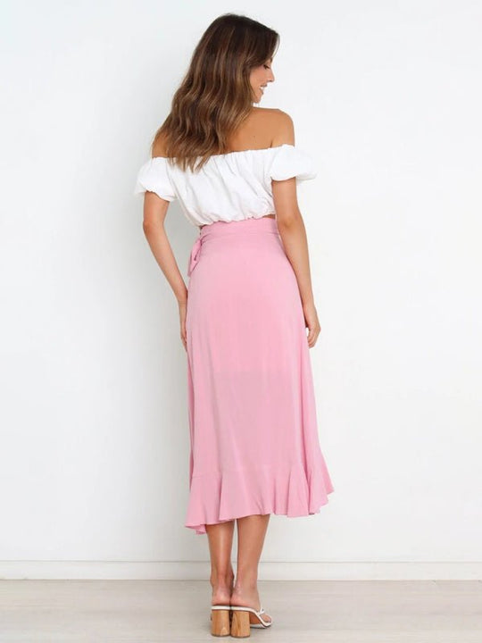 Ruffled Asymmetrical Wrap Skirt - Choice Selections