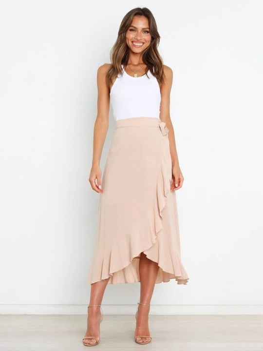Ruffled Asymmetrical Wrap Skirt - Choice Selections