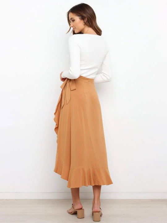 Ruffled Asymmetrical Wrap Skirt - Choice Selections
